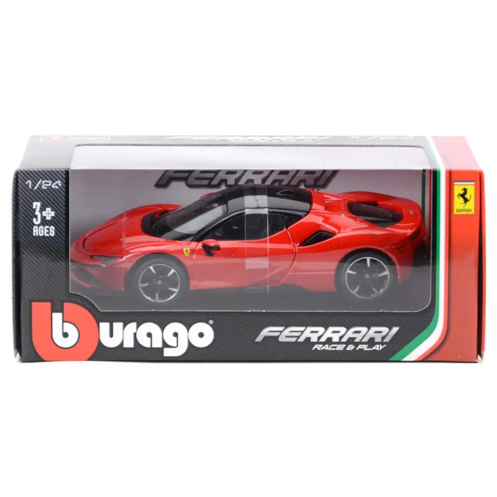 Bburago 1:24 Ferrari SF90 Stradale Xe thể thao màu đen Xe đúc tĩnh Đồ chơi xe mô hình sưu tập