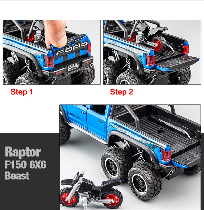 Xe địa hình Ford Raptor F150 hợp kim 1/28 Xe địa hình được cải tiến &amp; Xe đồ chơi Bộ sưu tập mô hình xe ô tô bằng kim loại