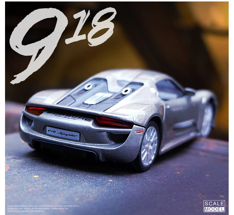 1:36 Porsche 918 Sports Car Diecast Alloy Model Toy Vehicle Metal Toy Car Model High Simulation Collection