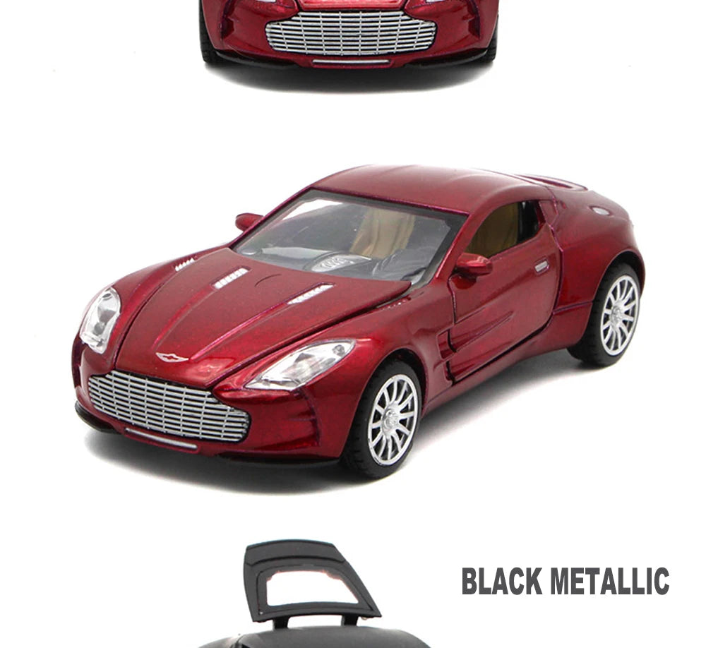 Aston Martin One-77 Metal Toy Cars , 1/32 Diecast Scale Model, Kids Present With Pull Back Function/Music/Light/Openable Door