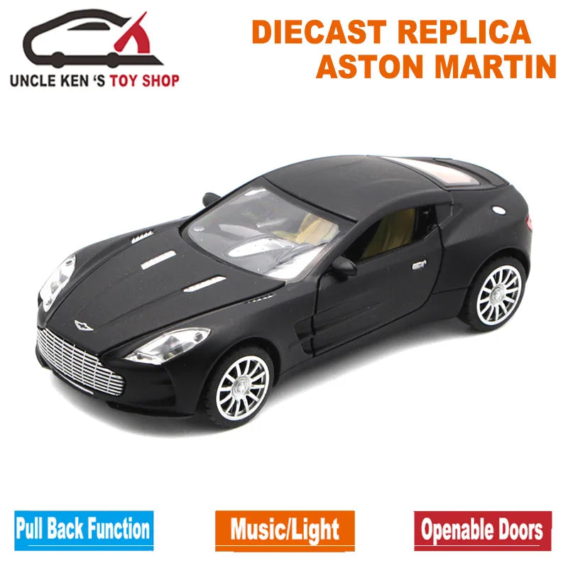 Aston Martin One-77 Metal Toy Cars , 1/32 Diecast Scale Model, Kids Present With Pull Back Function/Music/Light/Openable Door