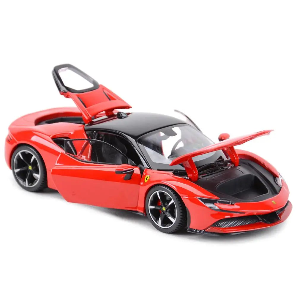 Bburago 1:24 Ferrari SF90 Stradale Xe thể thao màu đen Xe đúc tĩnh Đồ chơi xe mô hình sưu tập