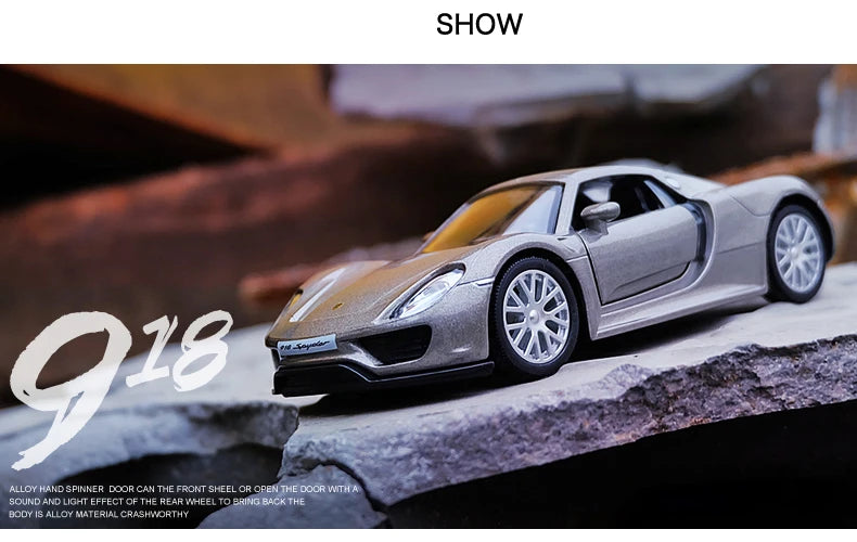 1:36 Porsche 918 Sports Car Diecast Alloy Model Toy Vehicle Metal Toy Car Model High Simulation Collection