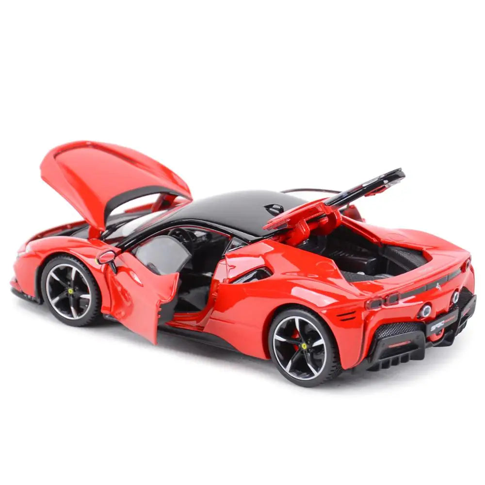 Bburago 1:24 Ferrari SF90 Stradale Xe thể thao màu đen Xe đúc tĩnh Đồ chơi xe mô hình sưu tập