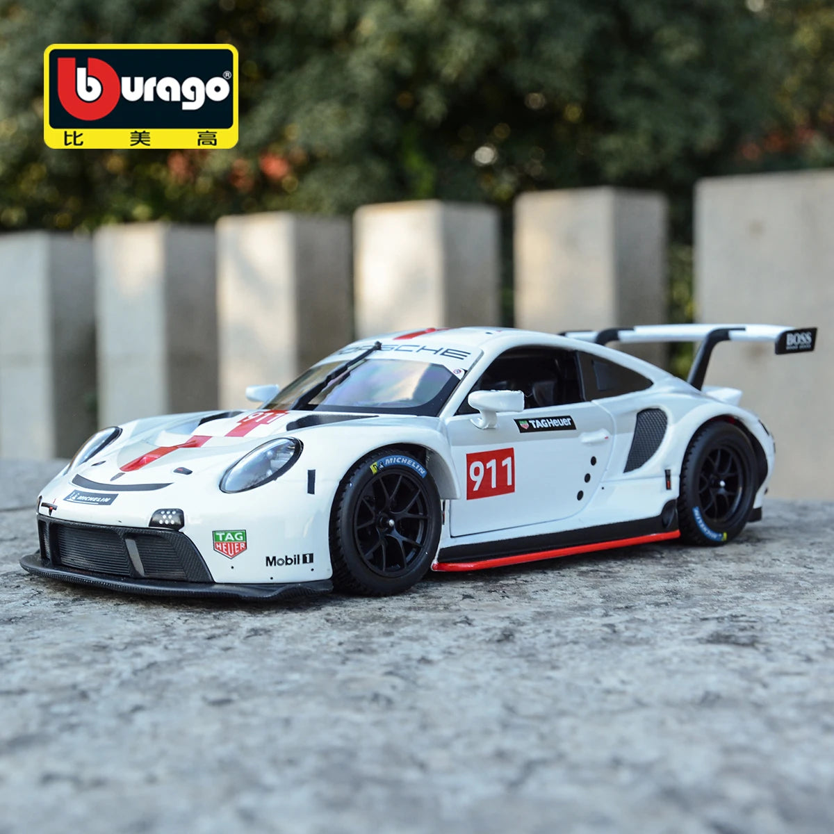 Bburago 1:24 Porsche 911 RSR Sports Car Static Die Cast Vehicles Collectible Model Car Toys