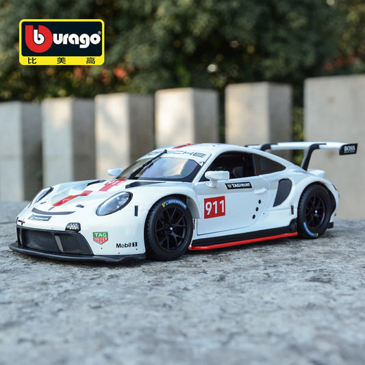 Bburago 1:24 Porsche 911 RSR Xe thể thao đúc tĩnh Xe đồ chơi mô hình xe hơi sưu tập