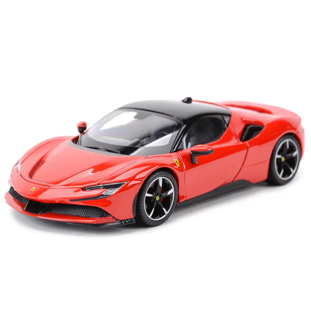 Bburago 1:24 Ferrari SF90 Stradale Xe thể thao màu đen Xe đúc tĩnh Đồ chơi xe mô hình sưu tập