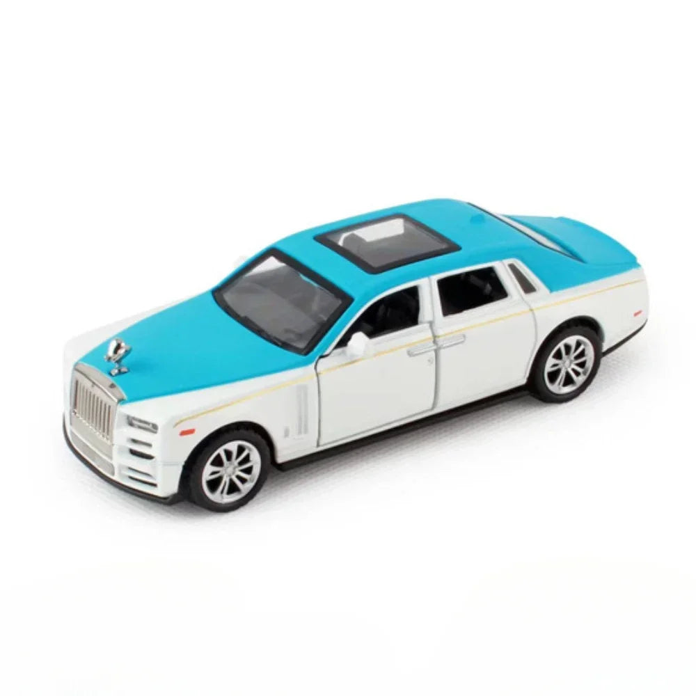 Mô hình xe Rolls Royce Phantom tỷ lệ 1/36 làm bằng hợp kim đúc, đồ chơi mô phỏng có đèn, nhạc, 2 cửa mở, đồ chơi cho trẻ em