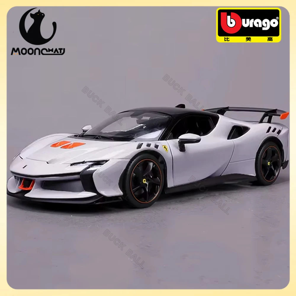 Bburago 1:18 Ferrari Sf90 Xx Stradale Bianco Miniature Alloy Car Model Ferrari Sports Car Model