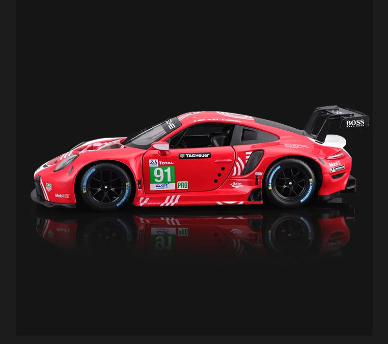 Bburago 1:24 Porsche 911 RSR Alloy Racing Car Model Diecasts Metal Sports Car Simulation Model