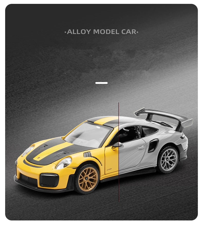 1:32 Porsche 911 GT2 RS Diecasts Alloy Sports Car Model Metal Racing Car Model Sound and Light Simulation