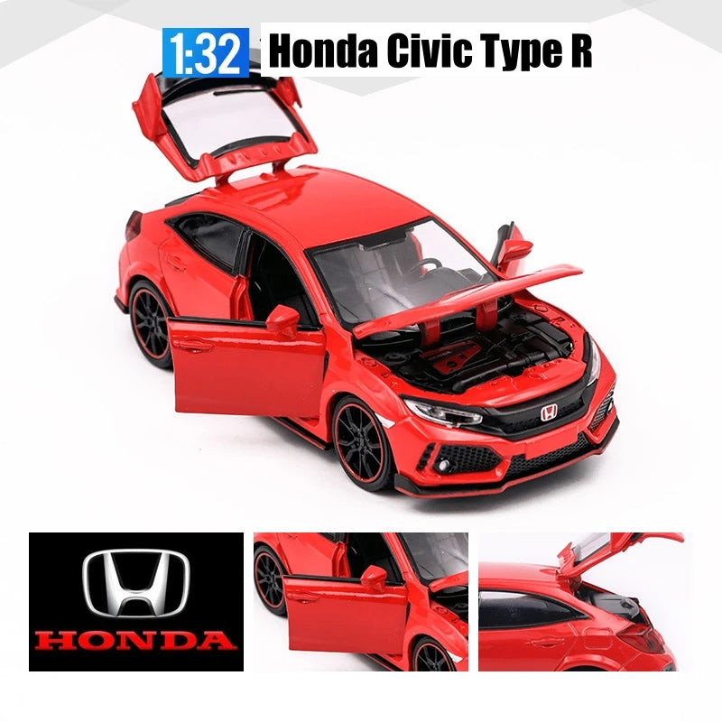 Mô hình xe ô tô đồ chơi Honda Civic Type R thu nhỏ có cửa mở, đèn và nhạc