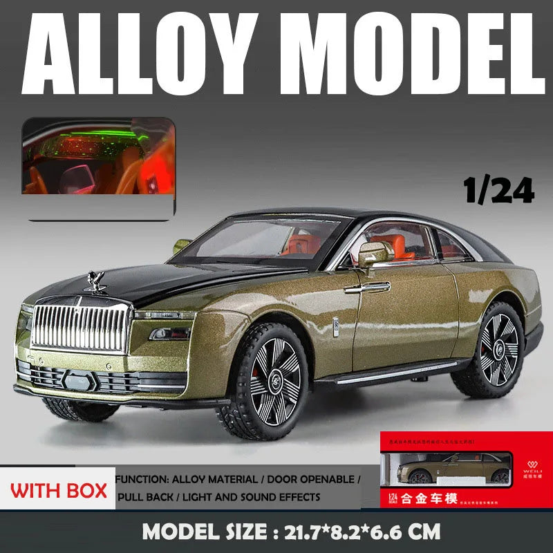 Simulation 1:24 Rolls Royce Spectre Super Car Alloy Model with Sound Light Collection Miniature Voiture Children Boy Toy Vehicle