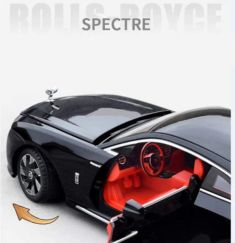 Rolls Royces Spectre Alloy Luxy New Energy Diecasts &amp; Đồ chơi Xe ô tô Mô hình xe ô tô bằng kim loại có thể sạc lại Đèn âm thanh