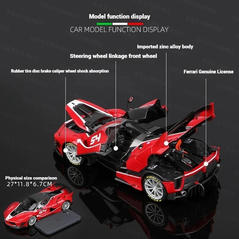 Bruago 1:18 Ferrari FXXK Đen 44 Hợp kim Mô phỏng Xe mô hình Xe đua Kim loại Bộ sưu tập trang trí Mô hình Xe Quà tặng