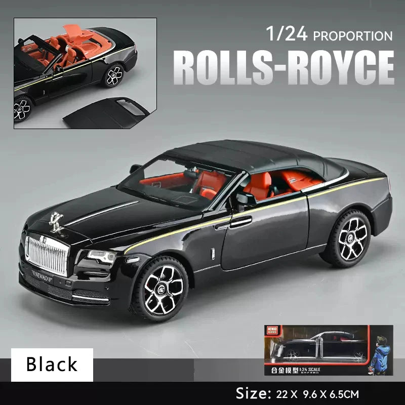 1:24 Rolls Royce Dawn Mô hình xe hợp kim mô phỏng âm thanh và ánh sáng Xe đồ chơi kéo lại Mô hình đúc khuôn Bộ sưu tập bé trai Quà tặng trang trí