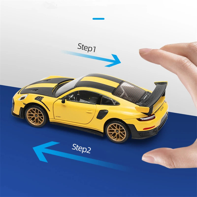 1:32 Porsche 911 GT2 RS Diecasts Alloy Sports Car Model Metal Racing Car Model Sound and Light Simulation