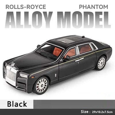 1:18 Large Rolls-Royce Phantom Model Simulation Sound And Light Pull Back Toy Car Luxury Metal Boy Collection Decoration Gift