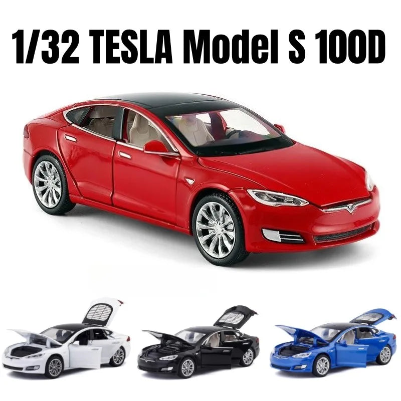 Tesla Model S 100D SUV toy car, die-cast alloy, metal, miniature, with sound and light