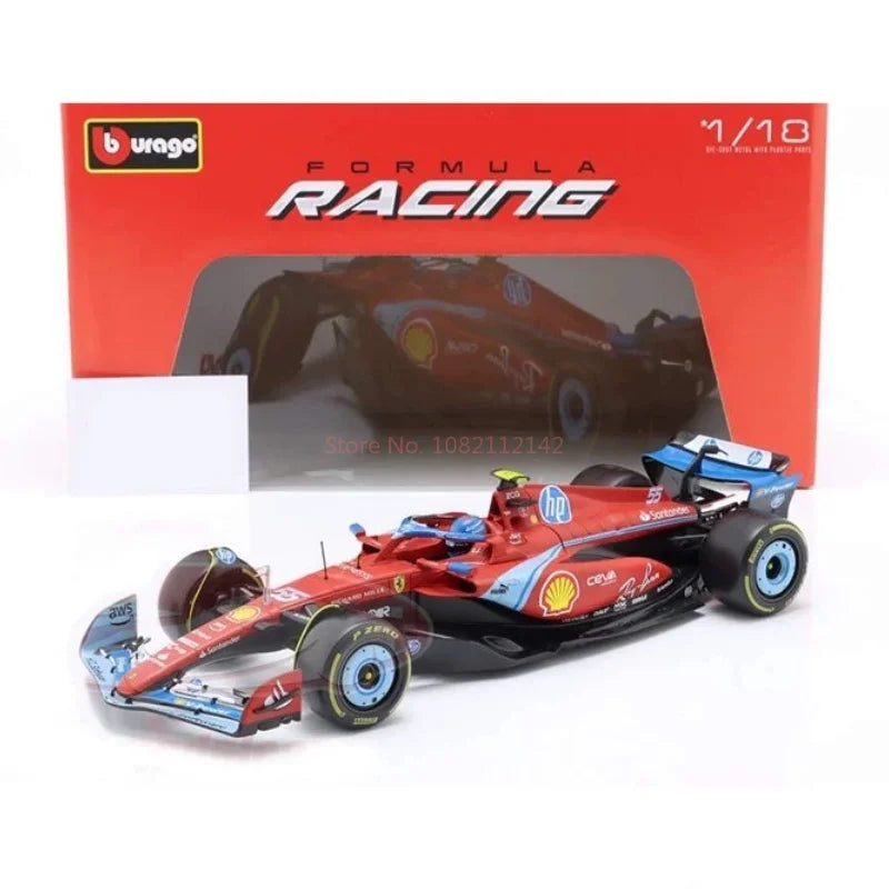 Xe đua Bburago 1:18 Ferrari SF-24 Miami GP F1 SF-24 16# Leclerc 55# Sainz FORMULA1 Mô hình đúc khuôn xe hợp kim Bộ sưu tập đồ chơi Quà tặng