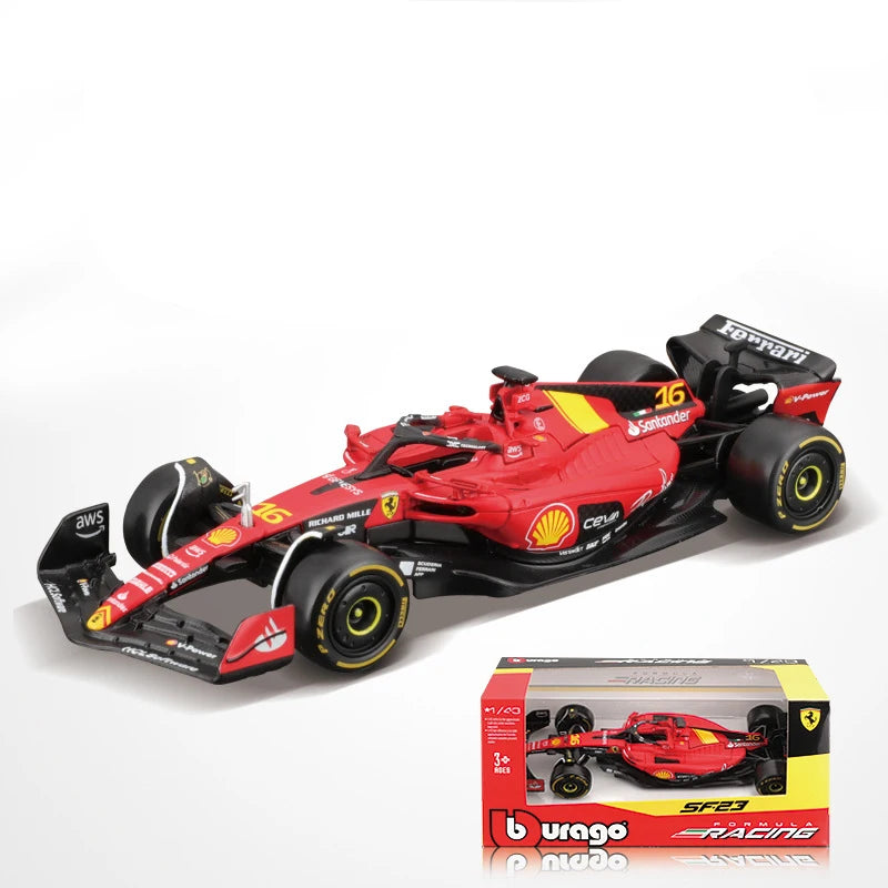 Bburago 1:43 Ferrari SF23 Xe hợp kim SF-23 Formula Racing Đồ chơi đúc Charles Leclerc 16# Carlos Sainz 55# Mô hình F1