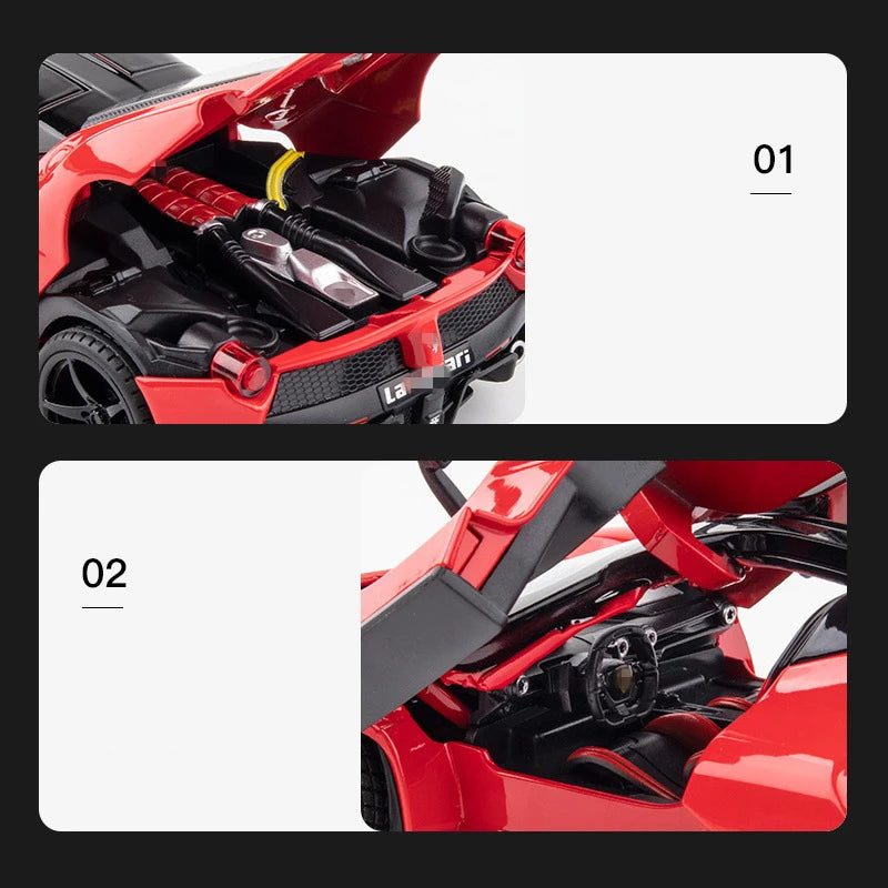 1:24 Ferraris Laferrari Hợp kim Mở Mô hình xe thể thao Diecasts &amp; Đồ chơi Xe Mô hình xe đồ chơi bằng kim loại Mô phỏng Âm thanh Ánh sáng Quà tặng