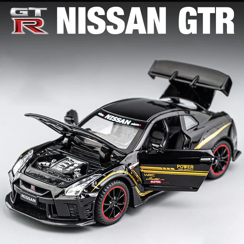 Nissan GTR R35 Alloy Supercar Toy Car Model Car Metal Collection Sound and Light Toys