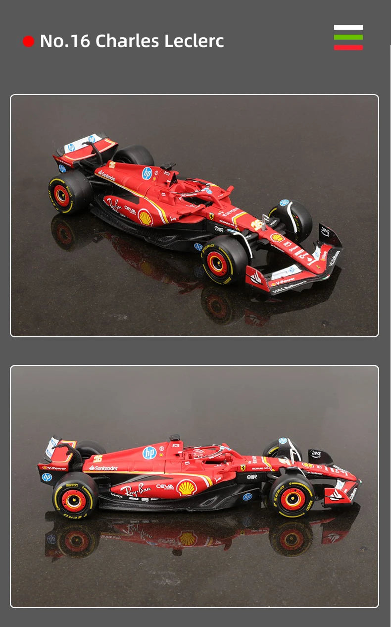 Bburago 1:43 Ferrari SF24 F1 Car Model 2024 Season 16# Leclerc 55# Sainz Alloy Luxury Vehicle Diecast Formula Racing Toy Gift