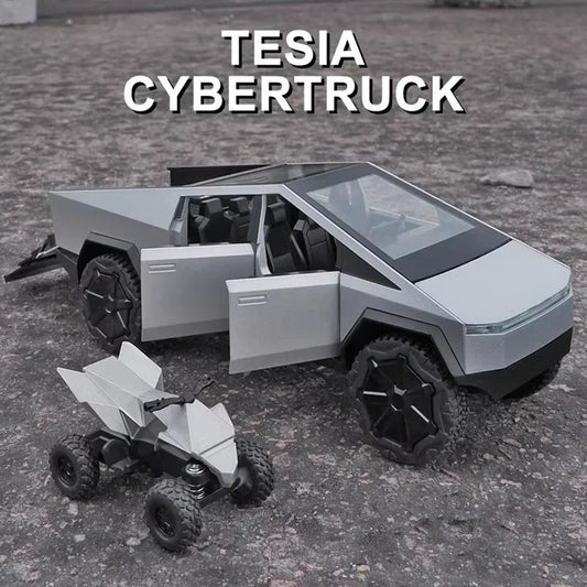 Tesla Cybertruck Alloy Pickup Truck Diecast Metal Off-Road Vehicle Model Truck Model with Sound and Light