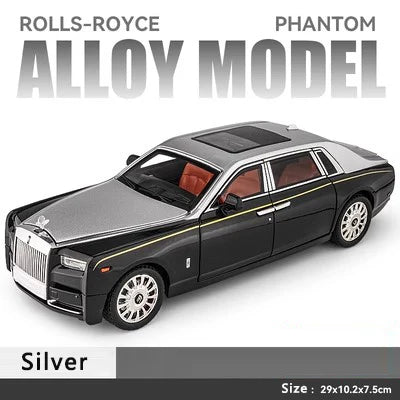 1:18 Large Rolls-Royce Phantom Model Simulation Sound And Light Pull Back Toy Car Luxury Metal Boy Collection Decoration Gift