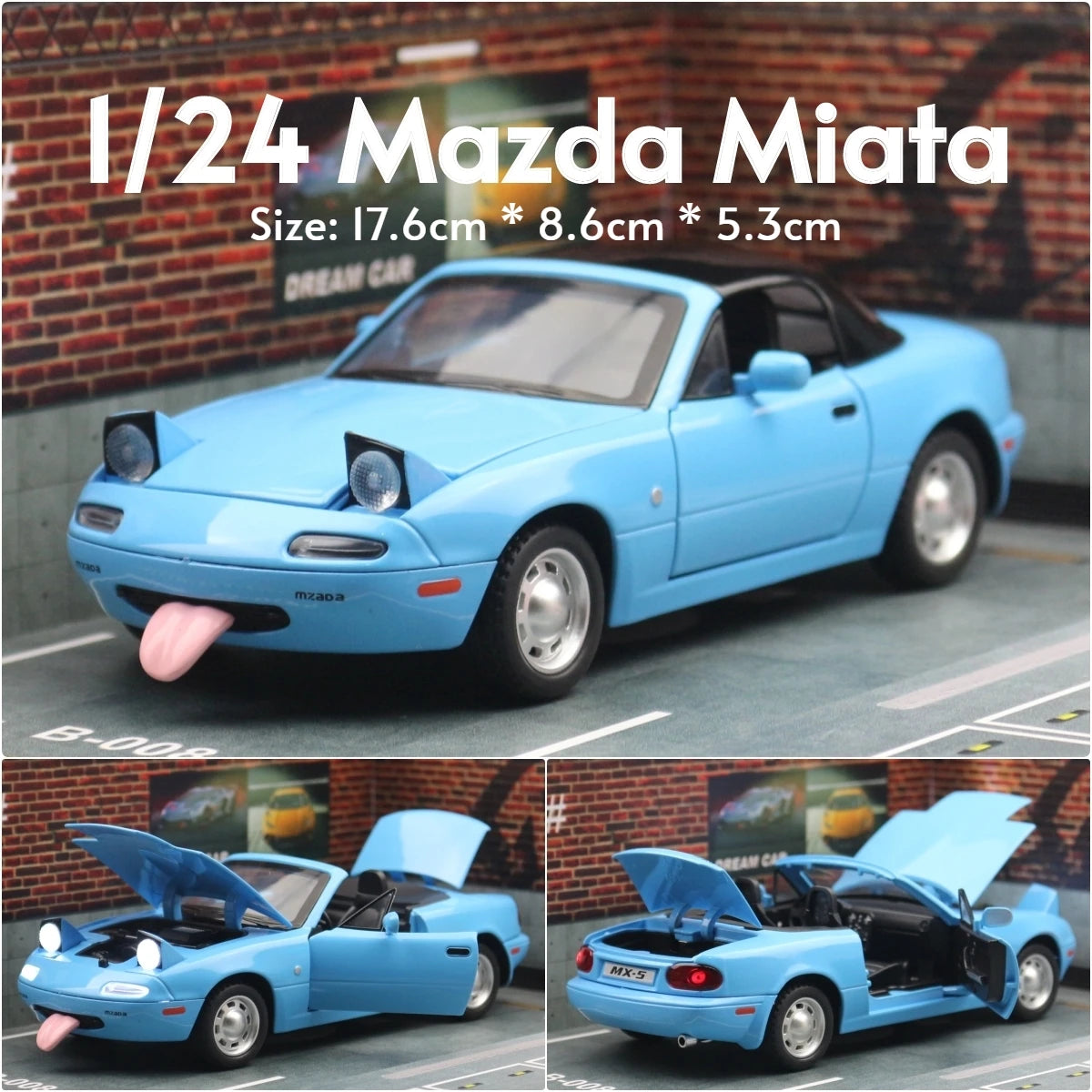 Bộ sưu tập quà tặng xe ô tô đồ chơi Mazda MX-5 Mini Diecast Miata RoadSter có cửa mở, âm thanh và ánh sáng