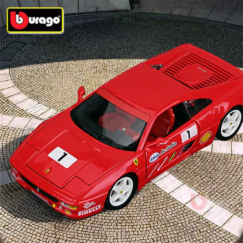 Bburago 1:24 Ferrari F355 Challenge Mô hình xe thể thao bằng hợp kim Diecast Kim loại Đồ chơi mô hình xe đua mô phỏng cao Đồ chơi trẻ em Quà tặng