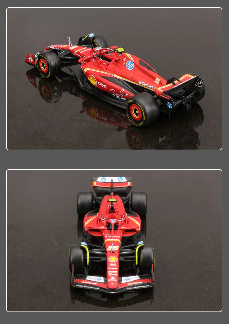 Bburago 1:43 Ferrari SF24 F1 Car Model 2024 Season 16# Leclerc 55# Sainz Alloy Luxury Vehicle Diecast Formula Racing Toy Gift