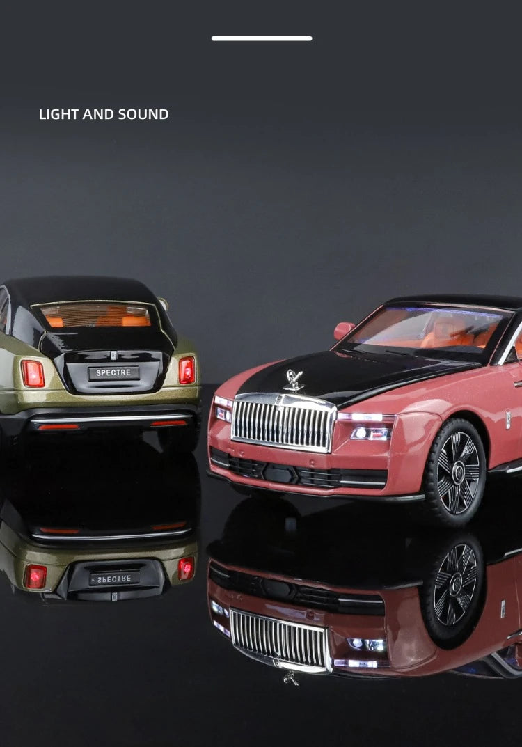 Simulation 1:24 Rolls Royce Spectre Super Car Alloy Model with Sound Light Collection Miniature Voiture Children Boy Toy Vehicle