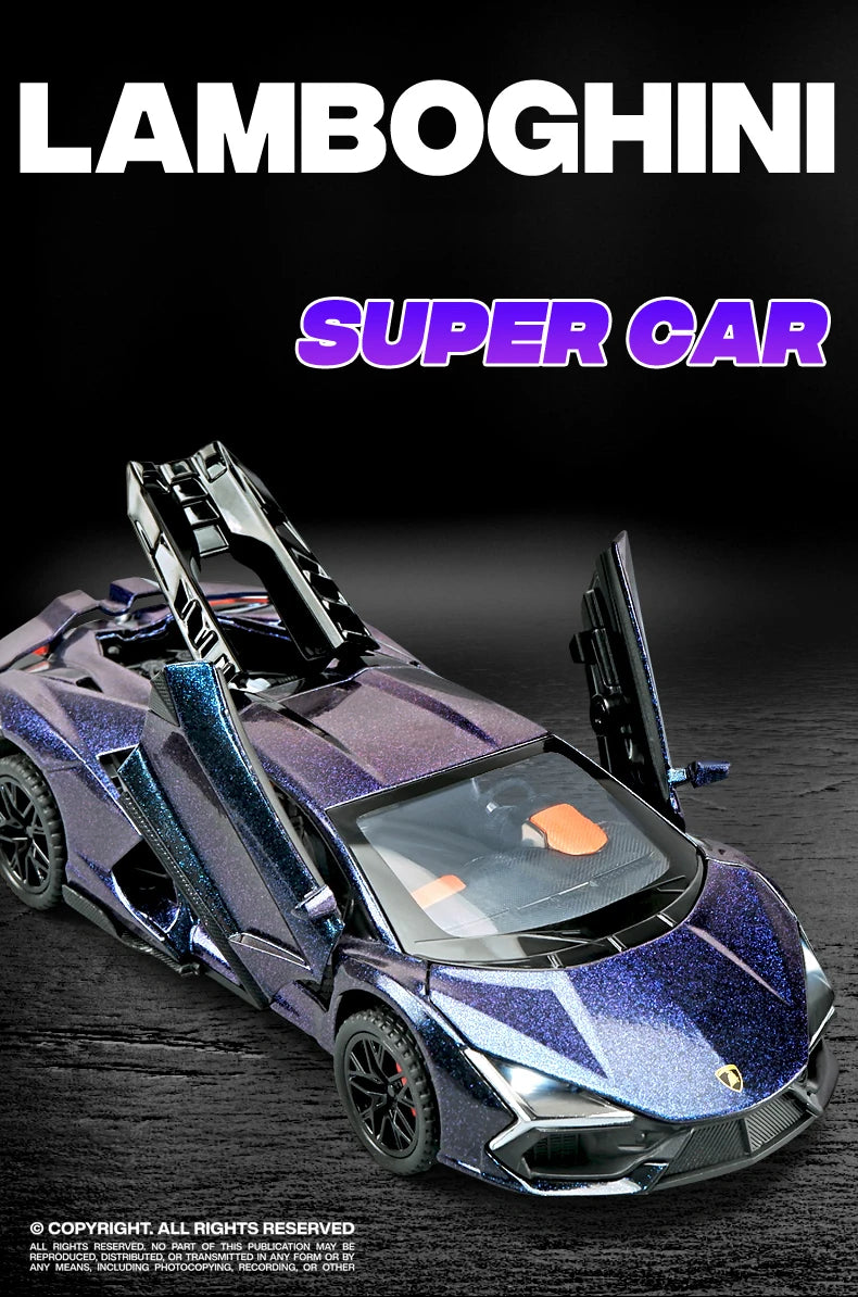 Đồ chơi mô hình xe hơi hợp kim Lambos Revuelto Super Car Die Casting Toy Sound and Light Car Toy