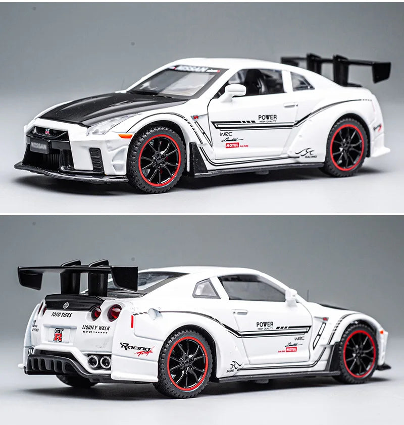 Nissan GTR R35 Alloy Supercar Toy Car Model Car Metal Collection Sound and Light Toys