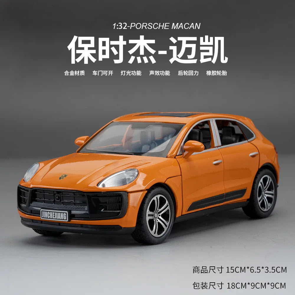 1:32 Porsche Macan T SUV Diecast Alloy Car Model Simulation Toy Sound Light Pull Back Collecte Decoration