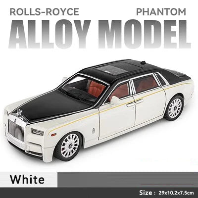 1:18 Large Rolls-Royce Phantom Model Simulation Sound And Light Pull Back Toy Car Luxury Metal Boy Collection Decoration Gift