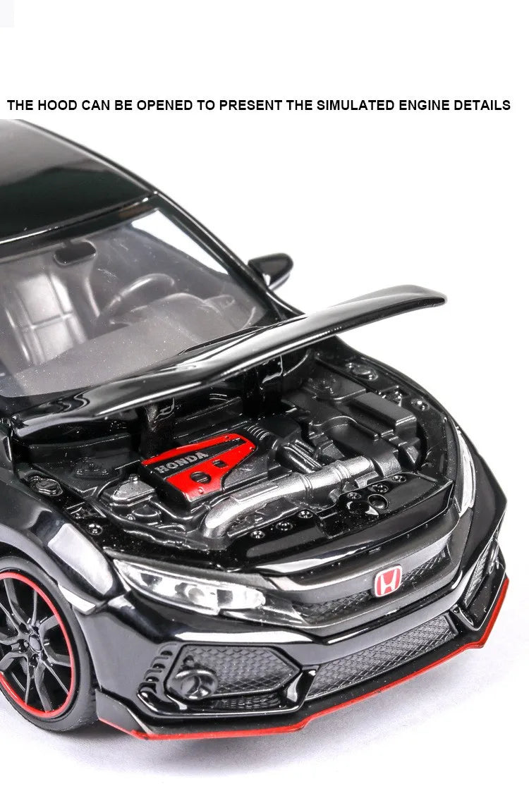 Mô hình xe ô tô đồ chơi Honda Civic Type R thu nhỏ có cửa mở, đèn và nhạc