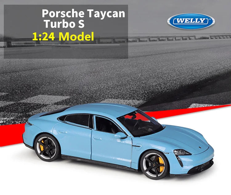 Welly 1:24 Porsche Taycan Turbo S Diecasts Alloy Sports Car Model Metal New Energy Vehicle Simulation Car Model