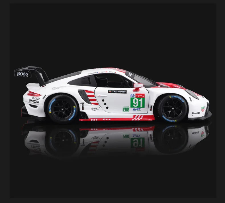 Bburago 1:24 Porsche 911 RSR Alloy Racing Car Model Diecasts Metal Sports Car Simulation Model