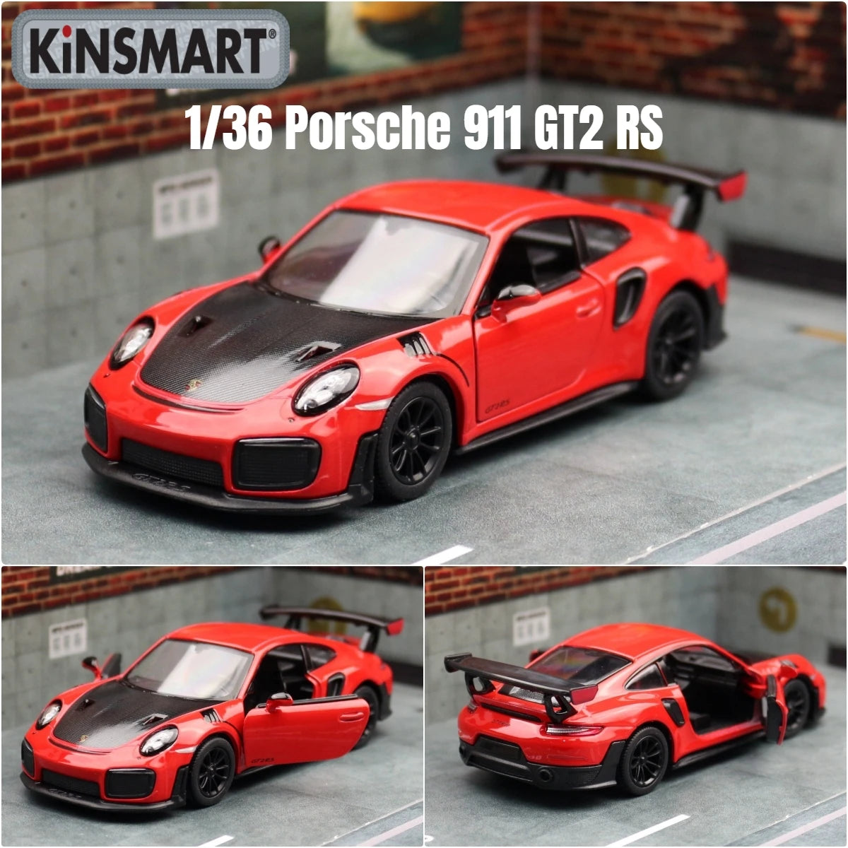 1/36 Porsche 911 GT3 RS Toy Car Model For Children RMZ CiTY Miniature Racing Free Wheels Pull Back Diecast Metal Collection Gift