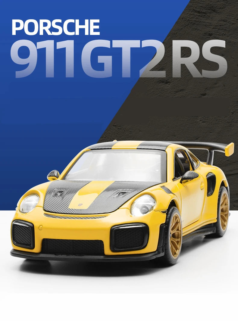 1:32 Porsche 911 GT2 RS Diecasts Alloy Sports Car Model Metal Racing Car Model Sound and Light Simulation