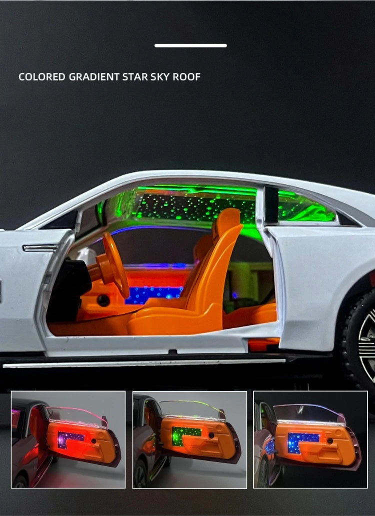 Simulation 1:24 Rolls Royce Spectre Super Car Alloy Model with Sound Light Collection Miniature Voiture Children Boy Toy Vehicle