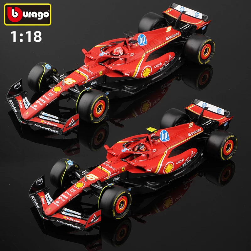 Bburago 1:18 SF24 F1 Model Ferrari Formula Racing Alloy Car Toy 2024 Season 16# Charles Leclerc 55# Carlos Sainz