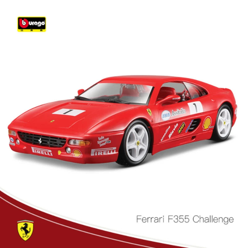 Bburago 1:24 Ferrari F355 Challenge Mô hình xe thể thao bằng hợp kim Diecast Kim loại Đồ chơi mô hình xe đua mô phỏng cao Đồ chơi trẻ em Quà tặng