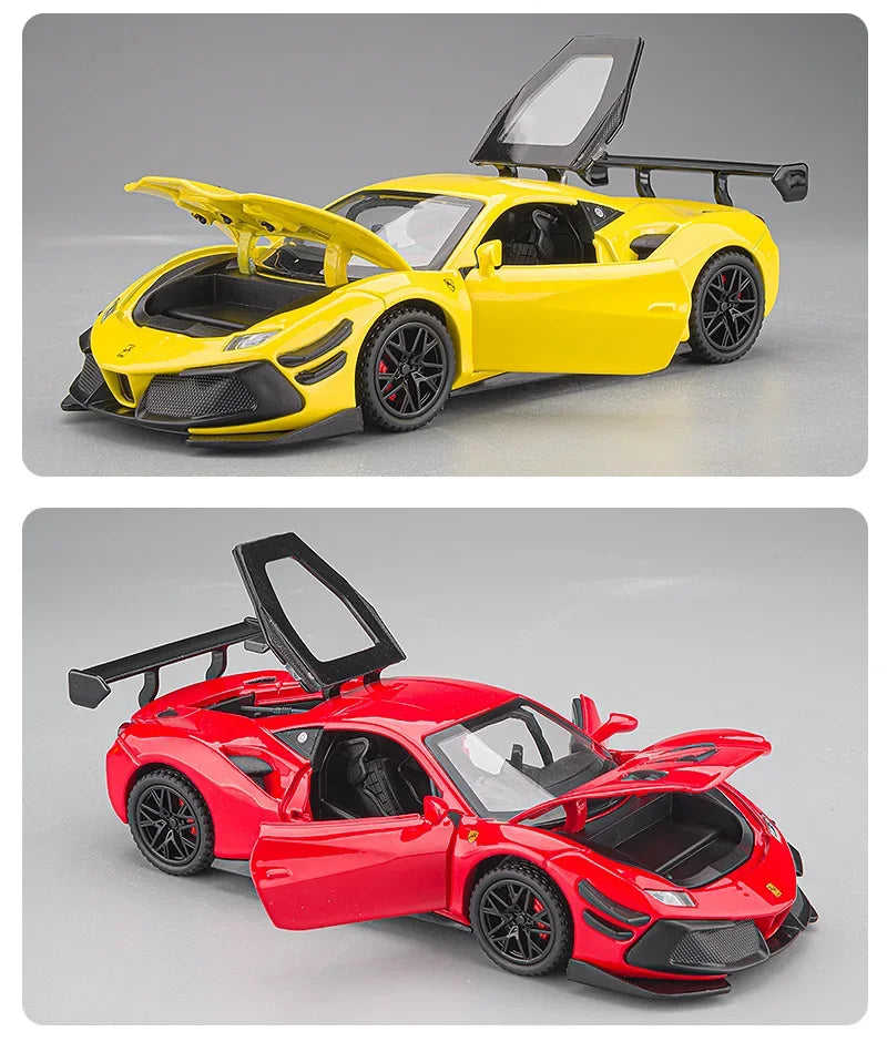 1:32 Ferraris 488 Supercar Alloy Car Diecasts & Toy Vehicles Car Model Sound and light Pull back Car Toys Gifts