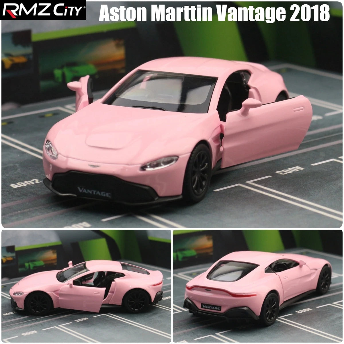 1/36 Aston Martin Vantage Toy Car Miniature Model RMZ CiTY Free Wheels Pull Back Diecast Alloy Collection Gift For Children Boy