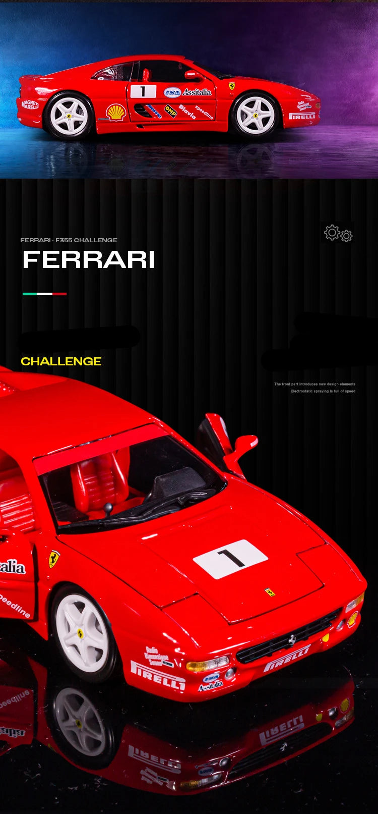 Bburago 1:24 Ferrari F355 Challenge Mô hình xe thể thao bằng hợp kim Diecast Kim loại Đồ chơi mô hình xe đua mô phỏng cao Đồ chơi trẻ em Quà tặng