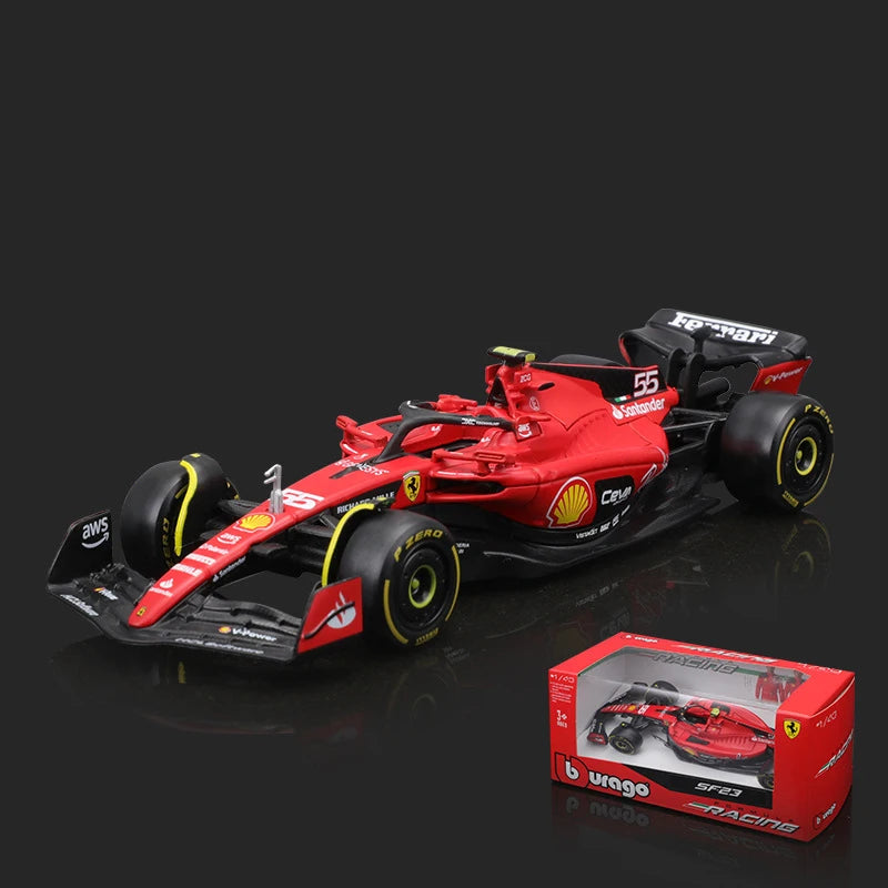 Bburago 1:43 Ferrari SF23 Xe hợp kim SF-23 Formula Racing Đồ chơi đúc Charles Leclerc 16# Carlos Sainz 55# Mô hình F1